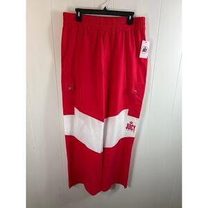 NWT Juicy by Juicy Couture Wind Track Pants Size XL. Watermelon/White Wide Leg